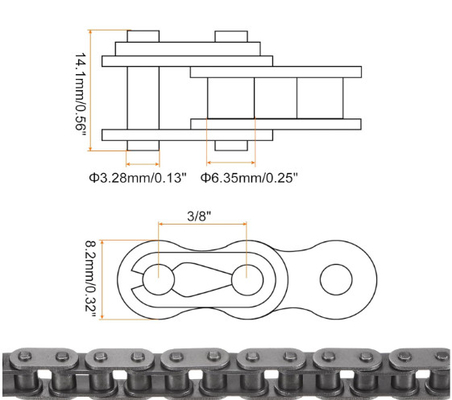 Motorradgetriebe O-Ring-Typ Hochleistungsmotorradgetriebe 120 Verbindungen Länge